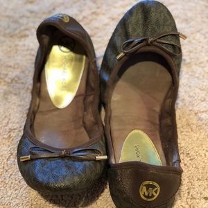 MK Ballerina Flats Brown and Gold